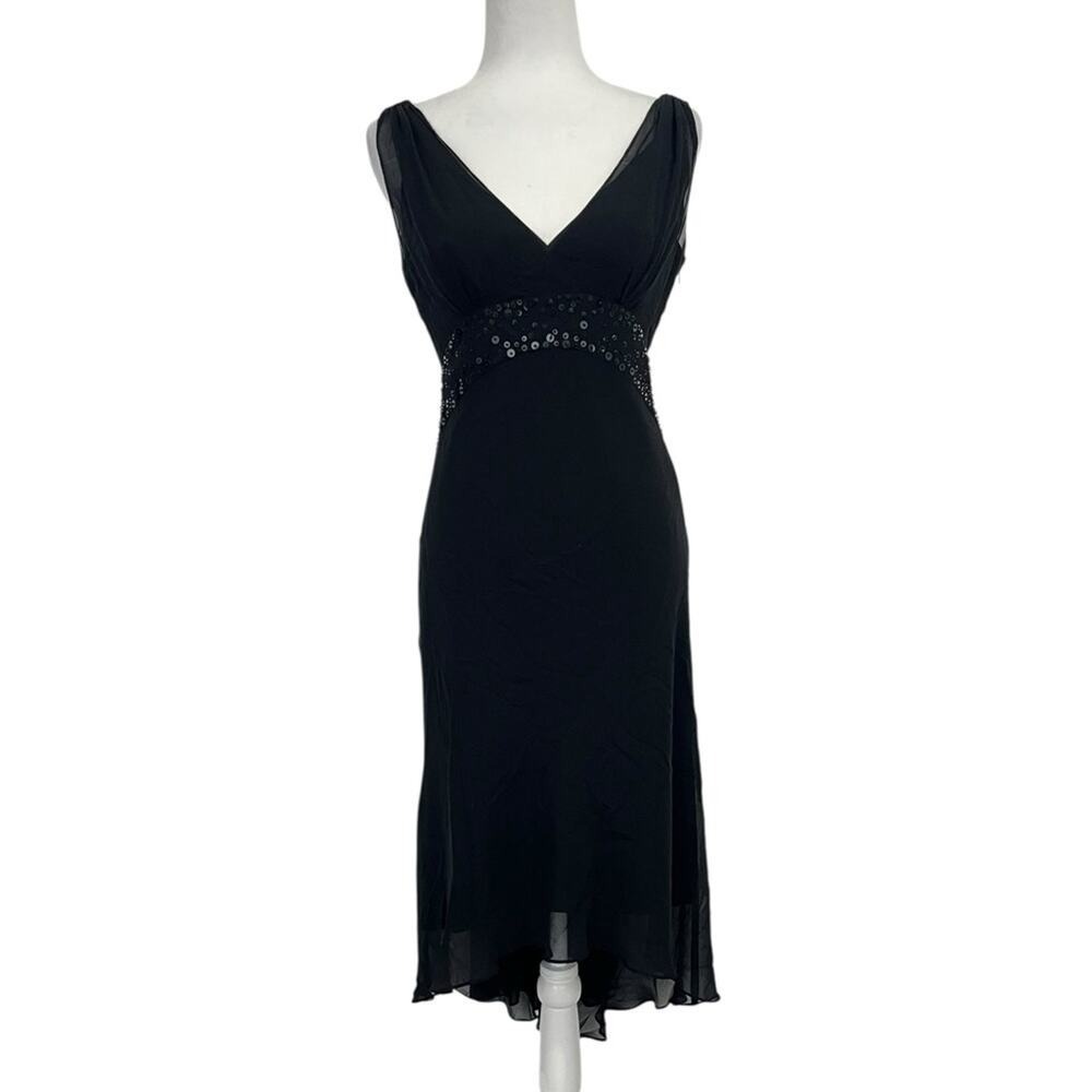 Vintage Maggy London Petite Silk Sequin Midi Dress Whimsigoth Y2K Fairycore 4